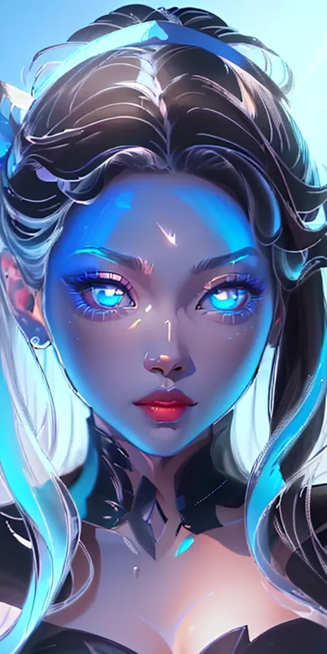 there is a drawing of a woman with blue eyes and a black dress, rossdraws portrait, stunning anime face portrait, detailed portrait of anime girl, charlie bowater art style, rossdraws 1. 0, :: rossdraws, stunning character art, detailed digital anime art, ...