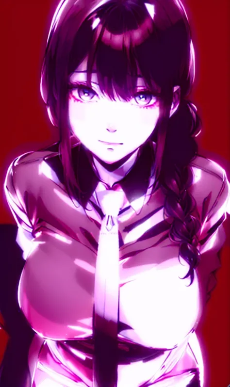 anime girl with black hair and white shirt and tie, akane owari danganronpa, gapmoe yandere, she has black hair, gapmoe yandere grimdark, portrait gapmoe yandere grimdark, she has black hair with bangs, sui ishida with black hair, junko enoshima, hinata hy...