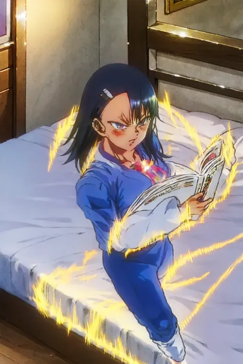 nagatoro hayase, vegeta, husband and wife, affectionate, super affection, house, bed,reading