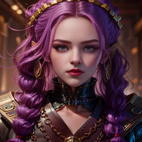 a close up of a woman with purple hair and a leather jacket, cgsociety portrait, fantasy concept art portrait, closeup character portrait, character art portrait, detailed character portrait, epic exquisite character art, fantasy character portrait, line a...