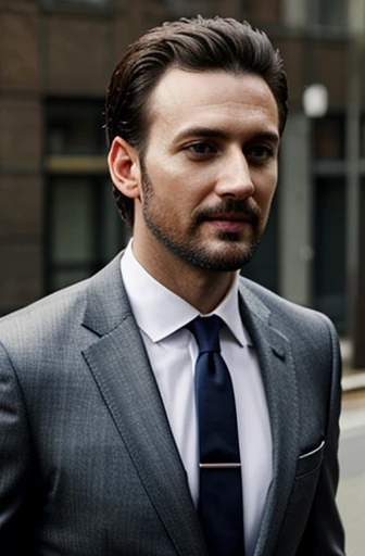 Kevin, man, facial hair, 35 years old, white, suits