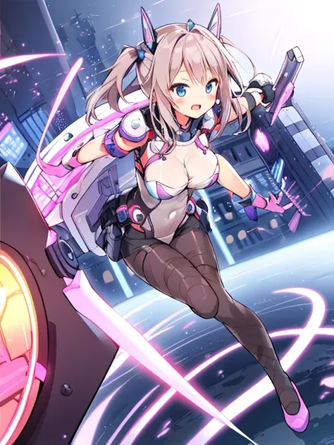 Extreme detail,masterpiece,futuristic city,girl with (energy shield):1.3,tight-fitting bodysuit,protecting herself from danger,using shield in battle,futuristic buildings,flying cars,shield growing brighter,repelling invader