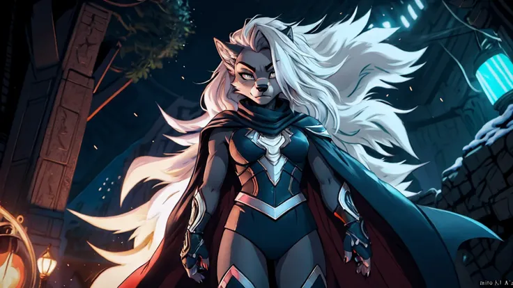 loona, female, wolf, anthro, long white hair, light grey eyes, she is a merciless and tyrannical admiral and general, admiral ou...