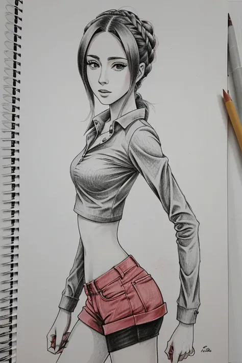 una mujer con falda corta y top con falda roja, estilo animado character, Fanart de Urban Girl, Boceto coloreado de alta calidad, un dibujo animado, in estilo animado, in an estilo animado, Dibujo a todo color, estilo animado, estilo animado drawing, femal...