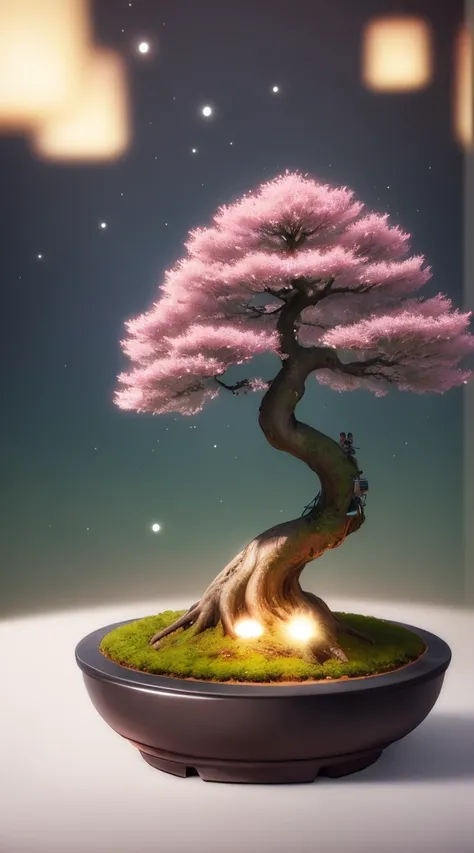 (light particle:1.2), (game concept:1.3), (depth of field:1.3) (magical :  natural : 0.25) (bonsai tree | blossom tree)