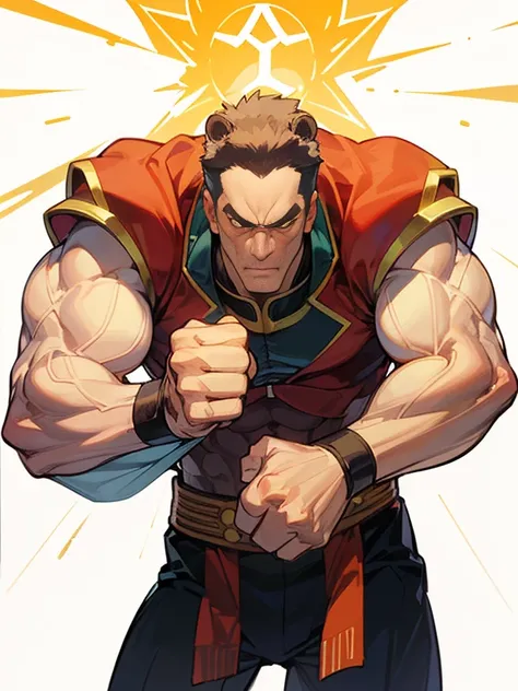 (((highest quality,Fist of the North Star,半裸man))),(bear head),Alone,半裸man,muscle strength々man,筋肉質man,Raoh,Souther