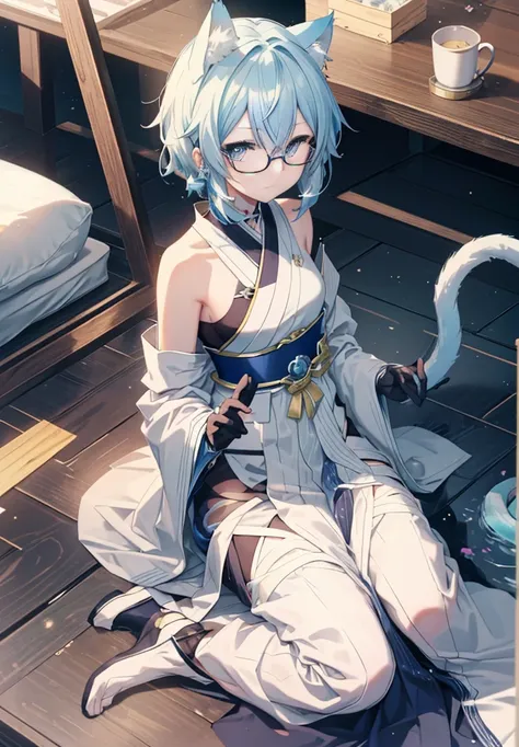 chinon　sao_a, sinon, smile, (high praise, attractive, fascinating, exciting,kurobuchi glasses, cat ear,one thin cat tail,nice, i...