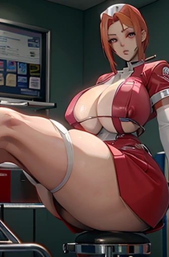 ,nurse uniform,hospital, latex nurse suit,nurses,busty,elbow gloves,labcoat,ginger hair woman,red eyes , gigantic ,medical instruments,asian nurse,two nurses,speculum,examination room,oversize , ,big ass ,strap on, lay on table ,legs spreaded,giving birth,...