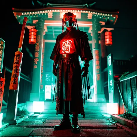 near future　cyber punk　Main shrine　neon　horror samurai