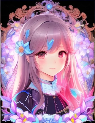 Drawing of a girl with long hair wearing a flower crown, Detailed portrait of anime girl, 美丽的line art, Complex and gorgeous anime CGI style, Complex comic drawings, Detailed comic style, comic artstyle, hyper detailed manga drawing, 精美的line art, extremely ...