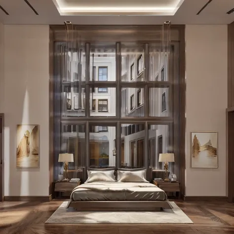 master piece, best quality, 8k, ultra-detailed, realistic,
professional lighting, realistic shadow, fine details, Golden ratio, high detail, Photorealism,
night, night view, 
A room in a luxury hotel,
Design based on white,
quiet atmosphere, Interior desig...