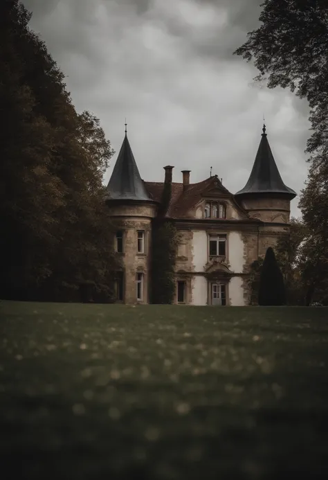 Dunkle alte stein Villa die angekommen ist und die als Irrenanstalt benutzt wird