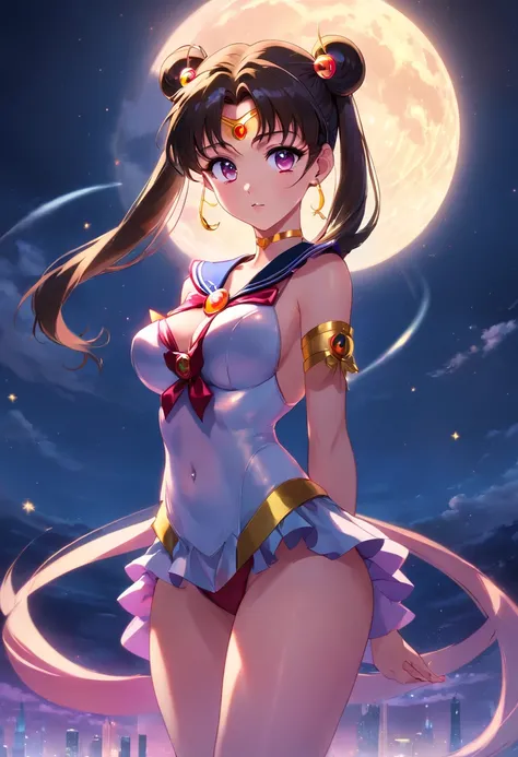 Sailor Moon gets raped naked, realistic, 1 girl, (Magical girl:1.4), dark brown long hair, (Gold Opal Eyes), (crystallization, Sparkling bokeh), (gothic:1.4)Style Sailor Scout Uniform, (big breasts:1.25), cleavage, wide hips, small waist, tanned skin, clav...