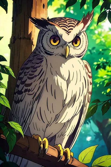 An ultra-detailed, high-resolution (4k), and photorealistic (1.37) masterpiece of a white-faced scops owl. The owl has captivating brown eyes, which are exquisitely detailed. It is perched gracefully on a branch, displaying its majestic presence. The artwo...