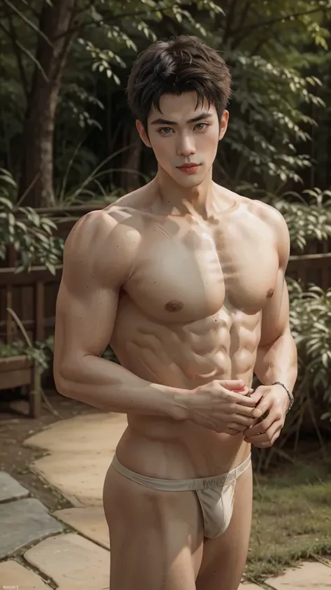 1 person, 美丽的眼睛和details on face, Masterpiece, best quality best, Close break, 健美body of, (model) Hot skin, Masterpiece, best quality, The most handsome man in the world..., Tan Kuan, perfect body, beautiful model, Attractive men bring beauty between the ag...