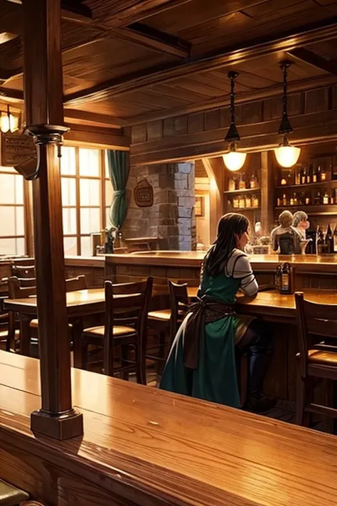 It turned out there was a room，There are tables and chairs inside, cozy bistro, Inside the tavern, pub background, Medieval tavern, In the fantasy tavern near the fireplace, Screenshot of black clover, fantasy pub background, Evening in a medieval tavern, ...