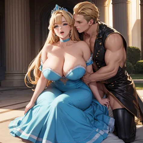 Cinderella has doggystyle sex with a handsome prince in the palace, front view