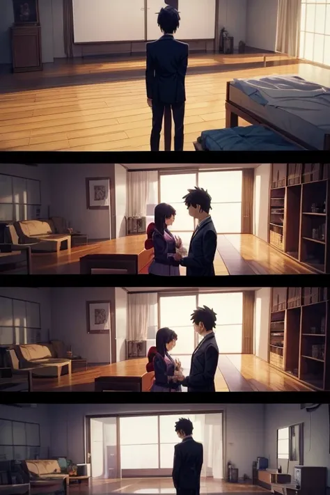 Anime scene of a woman and a man standing in a room, Screenshots from animated movies, 今日精选anime still frame, Still from TV animation, animation stills, in animated movies, Screenshots from the 2012 animation, Animation movie screenshots, Medium shot of tw...