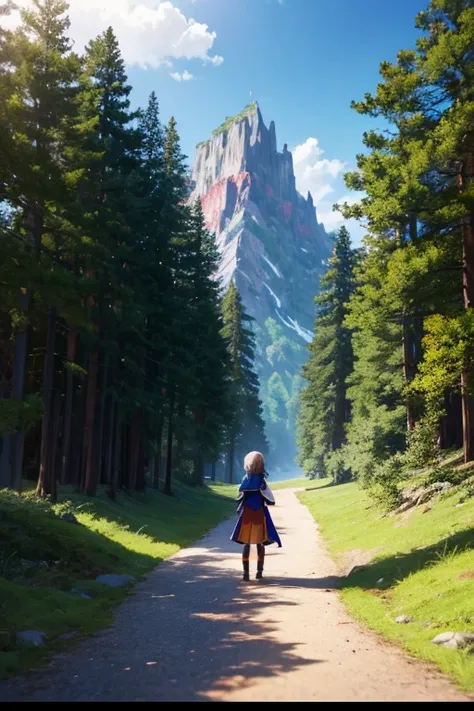 anime character standing on wooden floor in front of a mountain, anime style, foliage, popular isekai anime, SAO style anime, aromatic, isekai, still from anime series, Megumin from Konosuba, anime screenshot, anime screen capture, anime scene, anime movie...