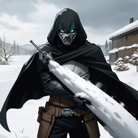 general grievous, black cape, snow, blizzard, snowstorm, tundra, dark, mysterious, horror