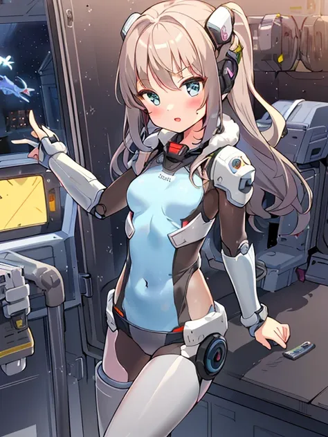 ((masterpiece:1.4、highest quality))+、(super detailed)+、
1 girl、cyberpunk city、flat chest、wavy hair、mecha clothes、(robot girl)、co...