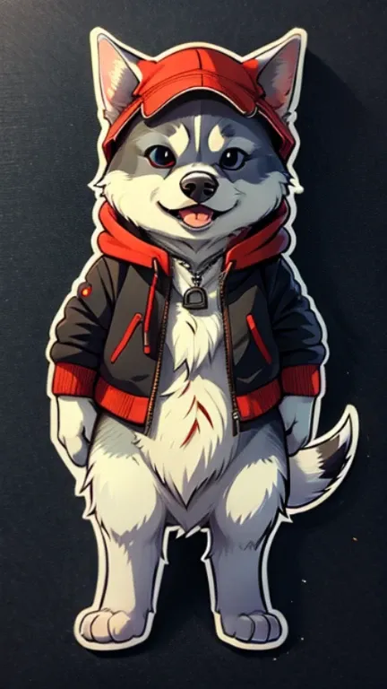 A cool one，husky，Cartoon stickers