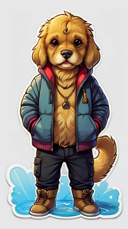 A cool one，Golden Retriever，Cartoon stickers