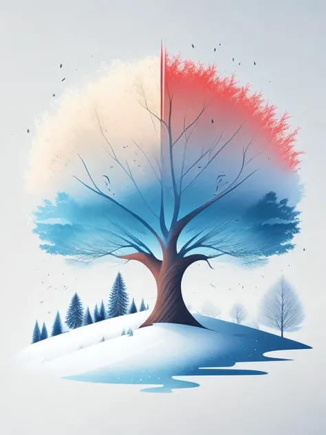 a spruice tree in a winter landscape, design de tshirt, rzminjornada, arte vetorial