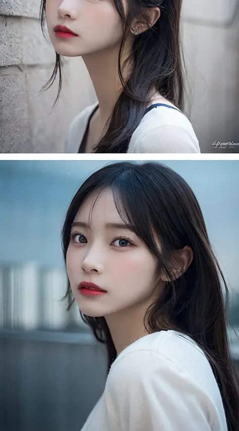 anime girl hair, in the style of meticulous realism, gray, photorealism, gongbi, luminous shadows, dansaekhwa, dark silver and light red the portrait of an asian person with long hair, in the style of anime aesthetic, dark silver and light red, 32k uhd, xi...