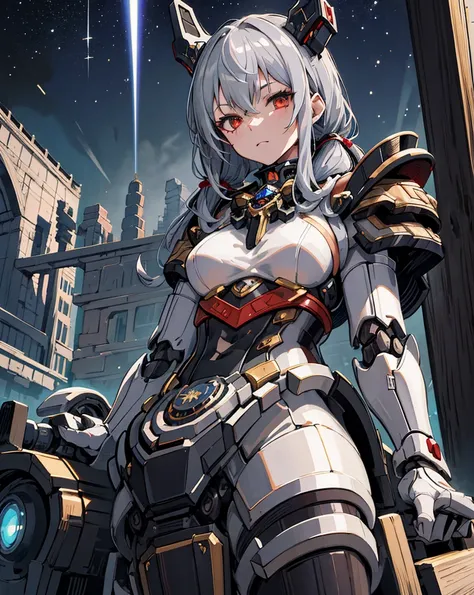 masterpiece,highest quality,super detailed,very detailedイラスト,very detailed,intricate details,High resolution,超intricate details,very detailed 8k cg wallpaper, caustics, demo theme,nebula,dark aura,cyber effect, (1 girl:1.4),alone,alone,mecha musume,mechani...