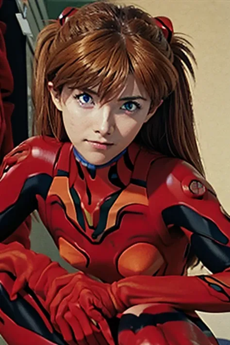 Close-up of woman in red suit posing, Asuka langley soryu, Zenkai Full Body! Asuka suit, Asuka langley, Asuka langley souryuu, Asuka langley sohryu, portrait of Asuka langley soryu, beautiful Asuka from evangelion, Asuka, Asuka suit under clothes!, Asuka f...