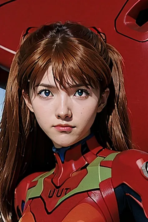 close-up of woman in red suit posing, asuka langley soryu, zenkai full body! asuka suit, asuka langley, asuka langley souryuu, a...