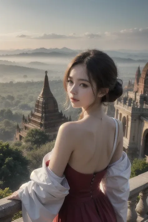 ((best quality)), ((masterpiece)), (detailed), a couple, bagan landscape