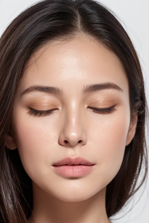 Image of one woman,KISS face with closed eyes、close up of face、smooth skin、masterpiece、highest quality、8K photo、Open your mouth slightly、(wrinkles at the corners of the eyes:1.1),Female, 35 years old、middle-aged women、Keep your face close to your audience、...