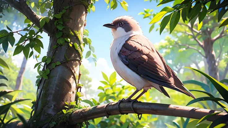 The Forbes Diamond Bird in the Tree is the protagonist of a natural and realistic rendering, fotorrealista altamente detalhado, Render the background, Arte conceptual fotorrealista, hyperreal rendering, red realistic 3 d render, Bird Society, photorealisti...