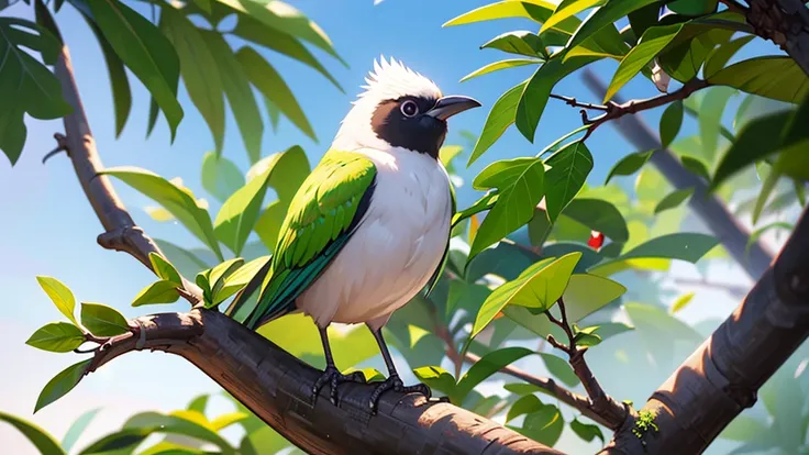 The Forbes Diamond Bird in the Tree is the protagonist of a natural and realistic rendering, fotorrealista altamente detalhado, Render the background, Arte conceptual fotorrealista, hyperreal rendering, red realistic 3 d render, Bird Society, photorealisti...