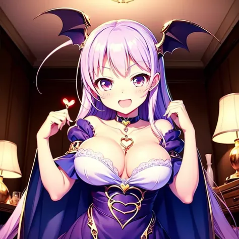 cute face　Angle from directly below　　big breasts　pose of temptation、laughter　　　　　charm　　Rear angle　　choker　cute dress　vampire　princess room　bed　little bat flying　　in the middle of the night　　emphasize the chest　seducing　hypnotized　Make a heart mark by hand...