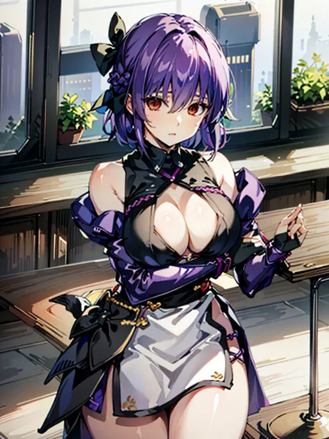 (table top, highest quality:1.3)
doa ayane, 1 girl, alone, chest, short hair, large chest, thighs thighs thighs, bare shoulders, arms, sword, head band,(Inside a futuristic research facility),hypnorolla,
empty eyes,