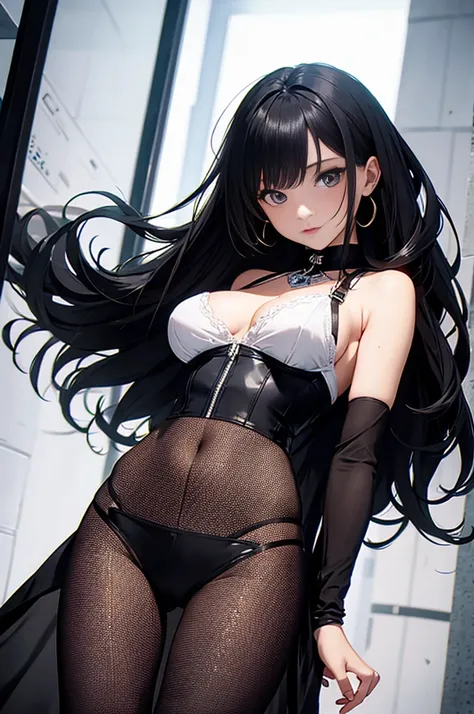 A girl seen from the floor, Skirts or shorts are acceptable, view from below, Long or pantyhose, exciting medium breasts, ((Very detailed)), (Perfect facial details), (Very detailed hand), realistic images，black gloves，A shy expression