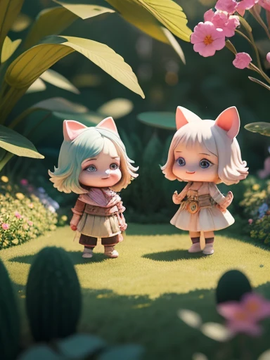 happy childrens day, boys and girls playing  in  garden creatures, shy smile, kawaii, fantasy, dreamlike, surrealism, (dynamic pose),
super cute, 8k, 3D, blender, CGI,  highly detailed, intricate, award-wining, cinematic, beautiful light, 100mm,