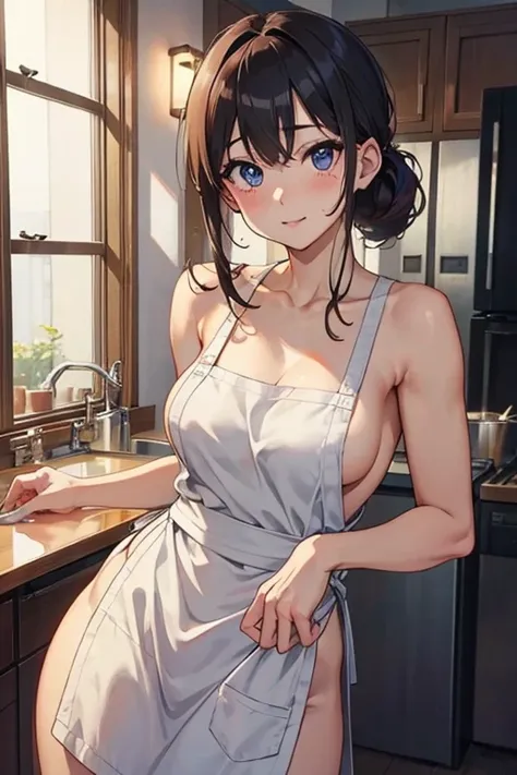 naked apron、meaty、attractive woman、beautiful eyes