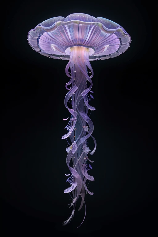 flowers::.25 jellyfish::.25 fusion hybrid mix of jellyfish and flowers by Miki Asai --s 200 --c 10 --ar 3:4 --v 6.0