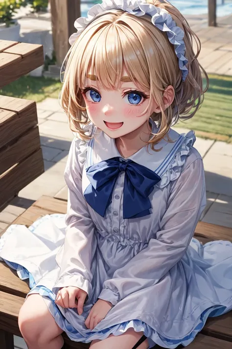 with a girl、no background、no background、Background through、ocher hair、The length-haired、length、ponytail、Subject bangs、bangs、neat bangs、Sareme、droopy eyebrows、Takuambi、Marovi、Round eyebrows、Eye color is light blue、blue eyes、embarrassing、embarrassing、white d...