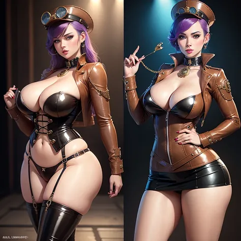 Fille curvy latex steampunk sexy accessoires