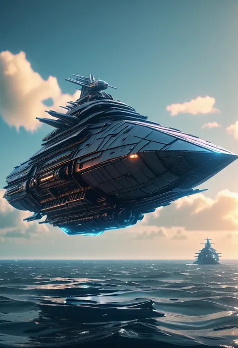 Metal bird-like ship, plastic, blindagem Liza. planos futurista fundo nave de guerra, futurista voando 4k