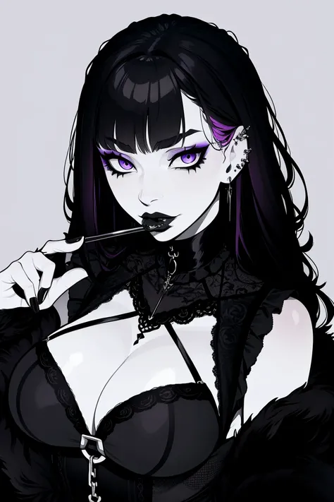 Goth woman, piercing, beautiul face