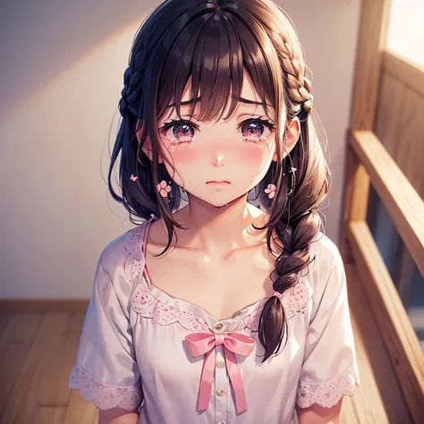 Aiko Tanaka (a simple girl with braided hair, crying), his favorite idol (soft and attractive, beautiful, delicate collarbone, oval face, double eyelids, intelligent peach blossom eyes, crying, pink lips, small nose). Love for the idol grows, crossing the ...