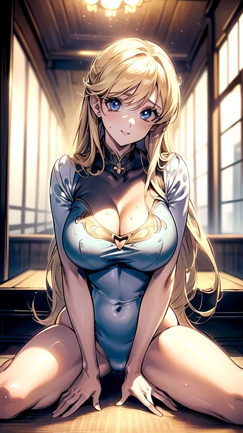 ((masterpiece)), ((high quality)), ((super detailed)), ((high resolution)), ((8k)), a beautiful woman, ((She is one of the most famous actress in Japan.)), unparalleled beauty, ((large breast)), ((large ass)), ((deep cleavage)), slim waist, chest out, ultr...