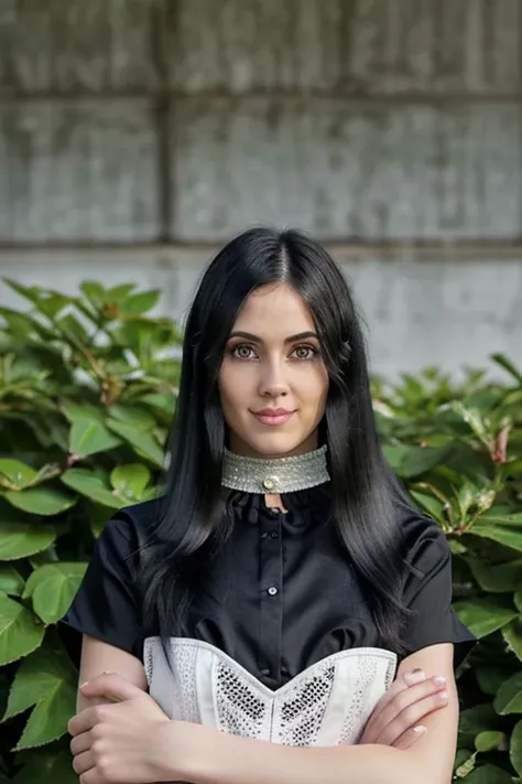 (full body postrait: 1.4) RAW 4k, beautiful girl 25 years old named Alyna, chin-length hair,  white hair in front and black hair, lattex dressed, Realism, ccurate, 