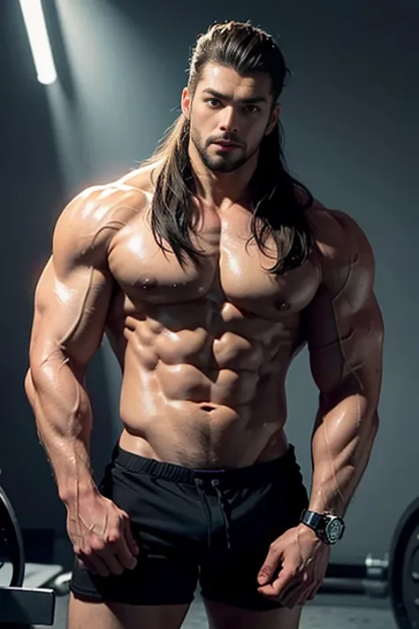 Muscular dude，8K Ultra HD resolution，rough real skin